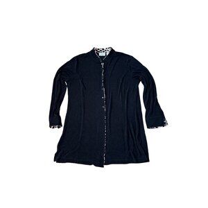 Chico's‎ Travelers Women's Leopard Collared and Cuffs Size 2 Cardigan Black
